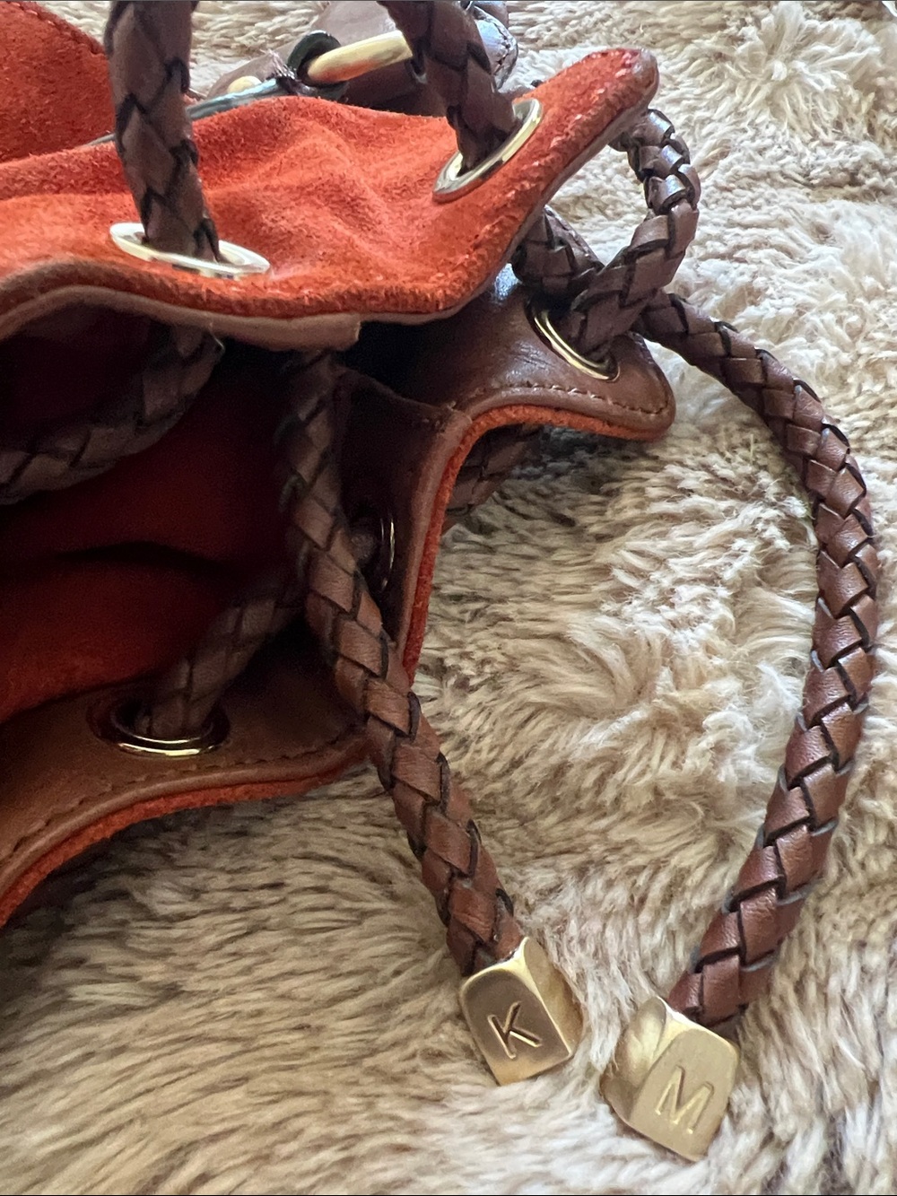 Michael Kors Rust Suede Tote/Hobo with Braided Brown Handles - Picture 10 of 11